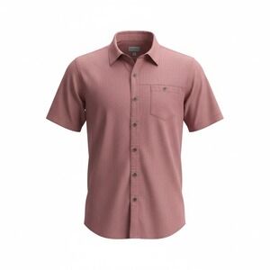 Gerry Mens Short Sleeve Button Down Shirt Red Textured Size L G